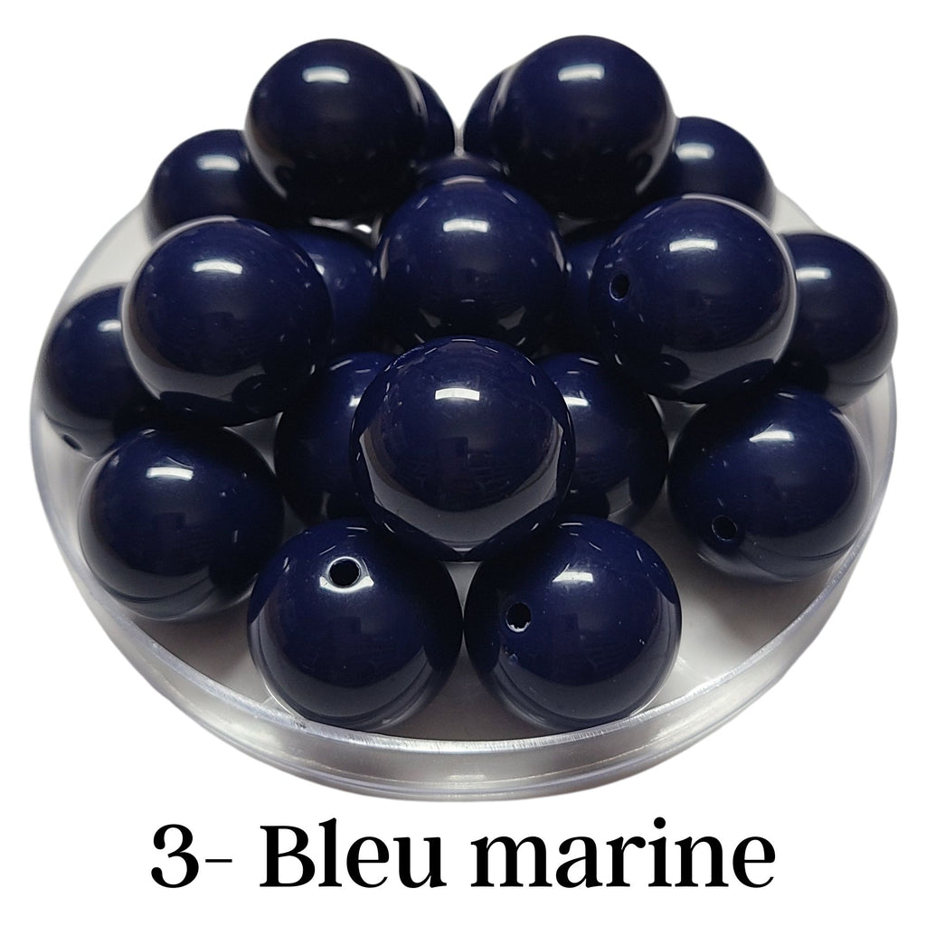 3 - Boules acryliques brillantes Bleu marine 20MM