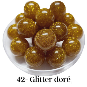 42 - Boules acryliques brillantes Glitter doré 20MM