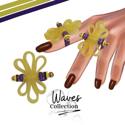 KIT bague silicone collection Waves - Citron/violet #5