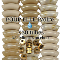 Camaieu 75C- Lot mixte tubes incurvés 12MM, et 5 cylindres -POUR ELLE Ivoire