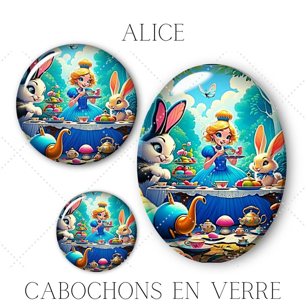 Cabochons en verre Alice -Réf CAB12