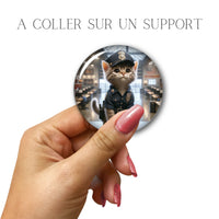 Cabochons en verre Police cat -Réf CAB23