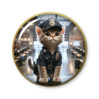 Cabochons en verre Police cat -Réf CAB23