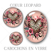 Cabochons en verre Coeur léopard -Réf CAB29