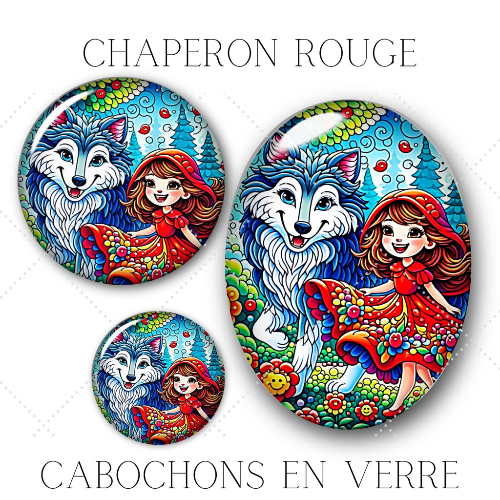 Cabochons en verre Chaperon rouge -Réf CAB3