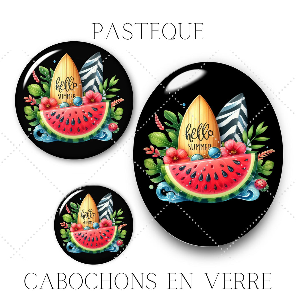 Cabochons en verre Pastèque -Réf CAB9