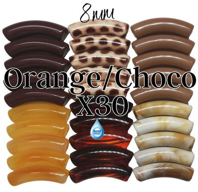 Camaieu 33- Lot mixte tubes incurvés Orange/Choco 8MM