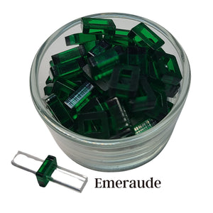 12- Perle rectangulaire pour tubes creux, Vert Emeraude