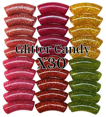 Camaieu 84- Lot mixte tubes incurvés Glitter candy 12MM