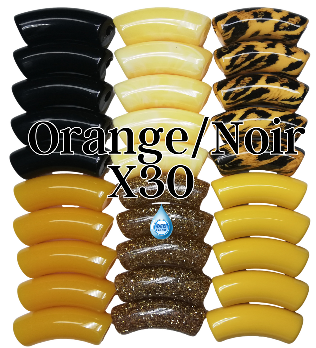 Camaieu 22- Lot mixte tubes incurvés Orange/Noir Halloween 12MM