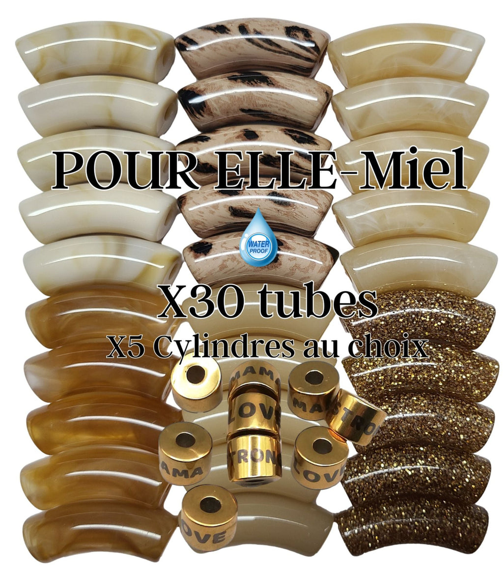 Camaieu 67- Lot mixte tubes incurvés 12MM, et 5 cylindres -POUR ELLE Miel