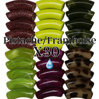 Camaieu 31- Lot mixte tubes incurvés Pistache/framboise 12MM