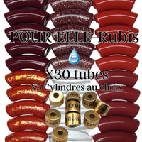 Camaieu 64- Lot mixte tubes incurvés 12MM, et 5 cylindres -POUR ELLE Rubis