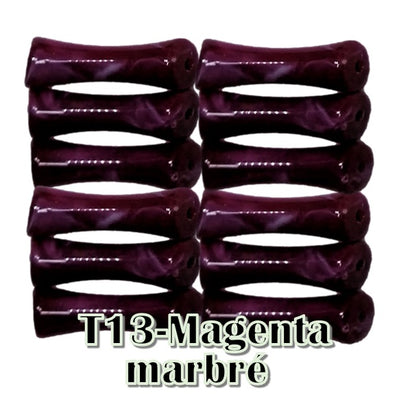 13-Tube octogonal bambou magenta marbré 8MM