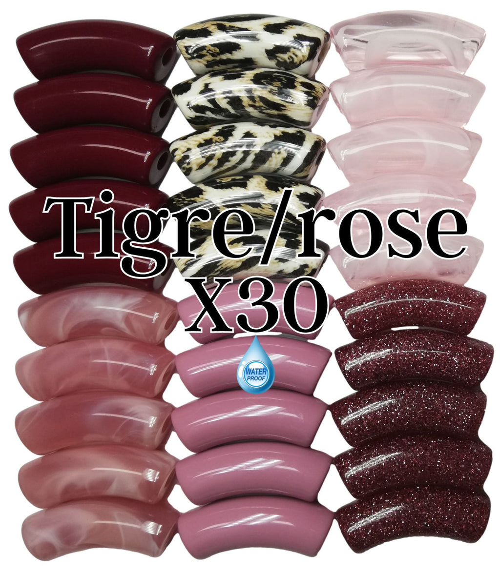 Camaieu 38- Lot mixte tubes incurvés Tigre/rose 12MM