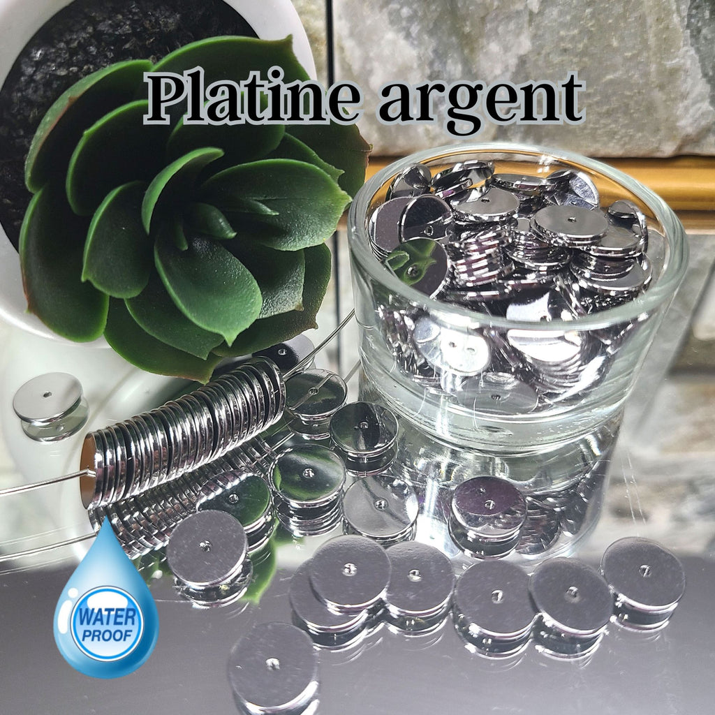 10MM- Rondelles, plaqué platine argent réf PL-6