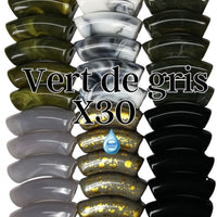 Camaieu 25- Lot mixte tubes incurvés Vert de gris 12MM