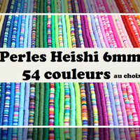 Fils de perles Heishi, 380 à 400 rondelles polymère de 6mm, environ 40cm