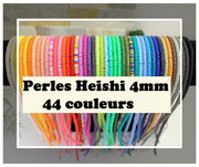 Fils de perles Heishi, 400 à 450 rondelles polymère de 4mm, environ 45cm