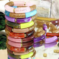 PACKS bracelets, Glitter doré et rondelles en plaqué or 18k