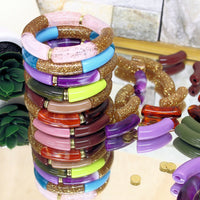 PACKS bracelets, Glitter doré et rondelles en plaqué or 18k